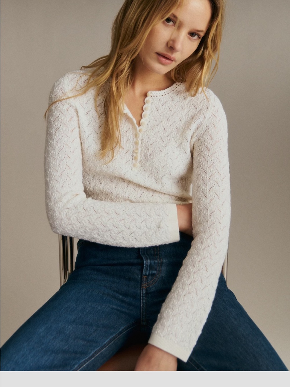 Sezane knit sweater Alex jumper ecru small